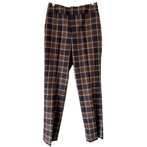 *NWOT*Suistudio // Lane Classic Plaid Highwaist Wool Trousers // Navy // UK 8